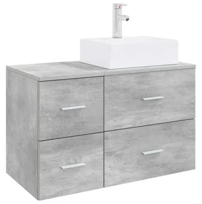 Produktbild von Badezimmermöbel-Set 2 stk. Betongrau Holzwerkstoff