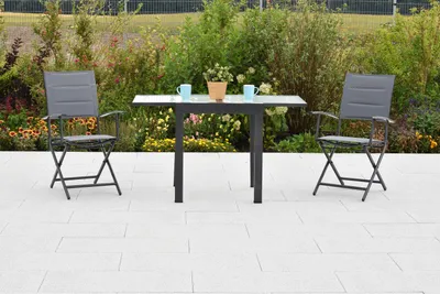 Produktbild von Merxx "Florenz" Set 3tlg., 2 Klappsessel, Balkonausziehtisch 65 (130) x 65 cm, Aluminium/Textil
