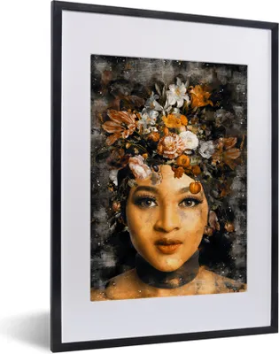 Produktbild von MuchoWow® MuchoWow® Gerahmtes Poster Frauen - Farbe - Flora 30x40 cm - Poster mit zchwarzem Bilderrahmen - Wandposter Schlafzimmer