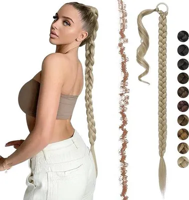 Produktbild von Blonde geflochtene Haarverlengung 75cm Ponytail Extension