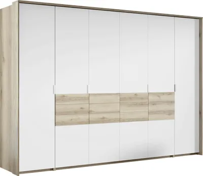 Produktbild von MIRJAN24 Kleiderschrank Panezi 310, Stilvoll Drehtürenschrank, Schlafzimmer Garderobenschrank (Farbe: Eiche Grand Natural / Weiß + Eiche Grand Natural)
