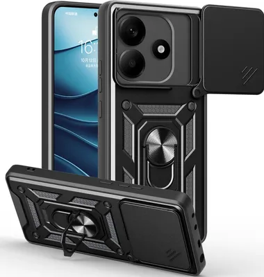 Produktbild von Hülle für Xiaomi Redmi Note 14 5G Magnetische Ring Ständer Halter Dia Kameraschutz TPU Bumper Silikon Schutzhülle Schwarz