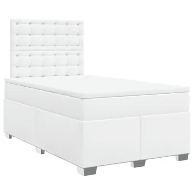 Obrázok produktu pre Boxspring posteľ s matracom, biela 120x190 cm, umelá koža