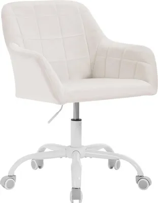 Produktbild von WOLTU Schreibtischstuhl drehbar, Schminktisch Stuhl, Bürostuhl ergonomisch, Samt, Cremeweiß