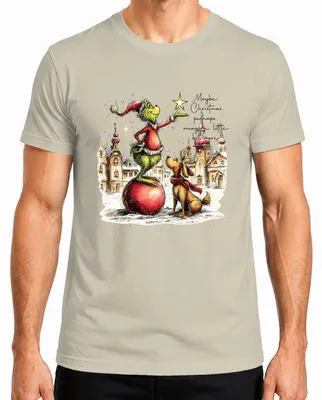 Imagen del producto de Quizás la Navidad significa un poco más. Camiseta para hombre "Grinch Geschenk", color natural, talla S