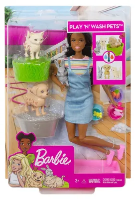 Produktbild von Barbie Badespaß Tiere & Puppe (brünett)