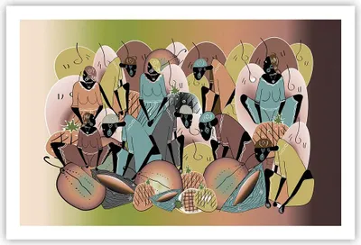 Produktbild von Poster - Poster ohne Rahmen - Afrikanisch Grafik Frauen - 91,5x61 cm - Wand Bild - Wanddeko - Wandbilder - Kunstposter - Wandposter - Bilder - Kunstdruck - Wanddekoration - Wandbild - P2XAA91x61-4555