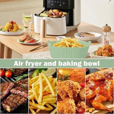 Produktbild von Keramische Backform, 650 ml, quadratische Form, 7 Zoll Backform, für Lasagne, Fleisch, Gemüse, für Airfryer, Ofen, Mikrowelle, grün