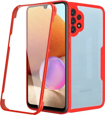 Produktbild von Samsung Galaxy A32 4G Schutzhülle, Eingebautem Displayschutz 360 Grad Komplettschutz Handyhülle für Samsung A32 4G Rot