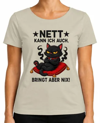 Productafbeelding van Nett, maar kan ook sarcastisch zijn. "Grumpy Statement" dames T-shirt, natuurprint, maat XL