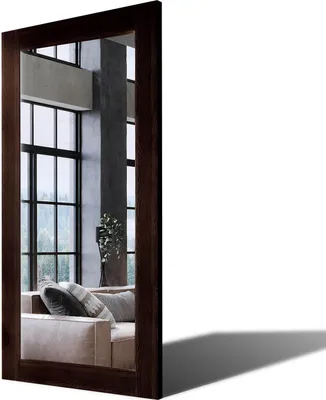 Produktbild von 100x120 Rechteckig Rustikale Wandspiegel mit Rahmen massivholz Eichenholz Vertikal | Individuell Spiegel Nach Maß | PLDR224 Oak Wenge Glatte Oberfläche