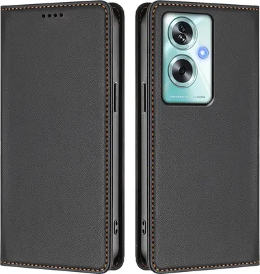 Image de Etui en cuir pour Oppo A79 5G, étui magnétique en cuirPolyuréthaneavec support Noir
