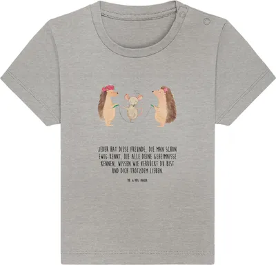 Produktbild von Mr. & Mrs. Panda Babyshirt Igel Seilhüpfen 24. - 36. Monat - Heather Grey - Geschenk, Maus,  T-Shirt, Baby, Kindergarten, Organic Shirt, Lustige Sprüche, Kinder