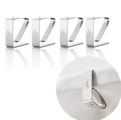 Productafbeelding van Tafelkleedhouders - Tafelkleedhouders - Tafelkleed fixeren - RVS - 4 stuks - Zilver