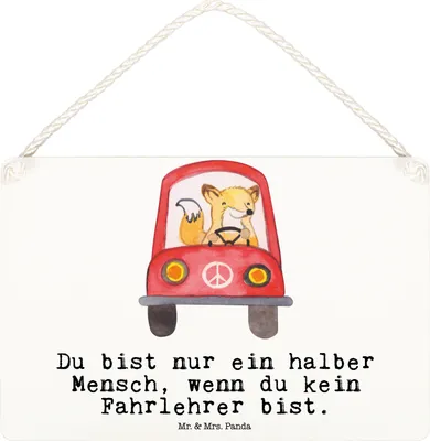 Produktbild von Mr. & Mrs. Panda Schild Fahrlehrer Herz DIN A6 - Weiß - Geschenk, Spruch, holzbild, Dekobrett, kleine aufmerksamkeit, Beruf, Lustig, wandtafel, Fahrschule, Holzschild