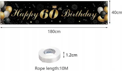 Produktbild von Banner Hintergrund für 60. Geburtstag Hängende Dekoration 180x40 cm