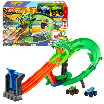 Zdjęcie produktu dla Hot Wheels Monster Trucks JGB06, Monster truck i zestaw torów, 4 lat(a), Plastik, Wielobarwny
