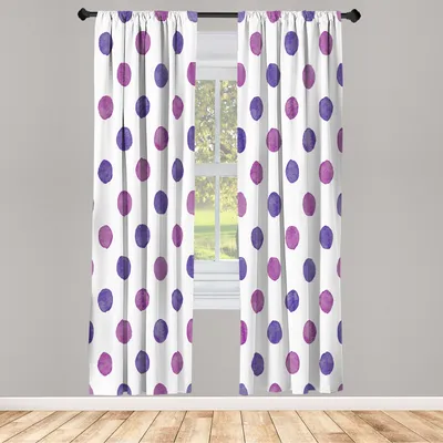 Produktbild von ABAKUHAUS Retro Vorhänge 2 Panel Set für Wohnzimmer Schlafzimmer Dekor, Malen Watercolourartentwurf Nostalgic Art Tupfen Muster Nursery Theme Klassik, 150 cm x 175 cm, Violett