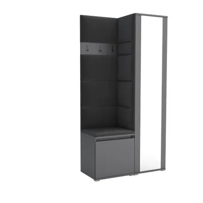 Produktbild von Garderobe LUTON 6 ANTHRACITE 16– Farbe: Anthrazit, moderner Schrank 40x95x186 cm, funktionale Lösung für den Flur, Garderobeschrank, Flurmöbel