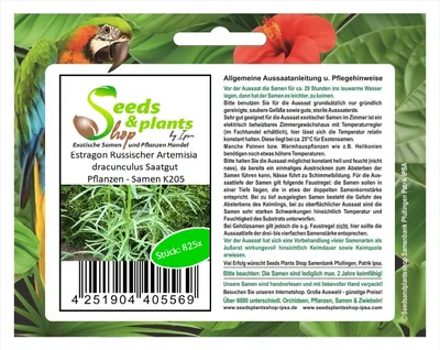 Produktbild von 825x Estragon Russischer Artemisia dracunculus Saatgut Pflanzen - Samen K205