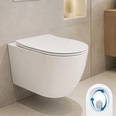 Produktbild von AQUA for you | Wand-WC – LAVITA Sinto Grande 3.0 - spülrandlos - 52x36 cm - Tornado - Weiß - mit WC-Sitz, Absenkautomatik, WC-Schüssel