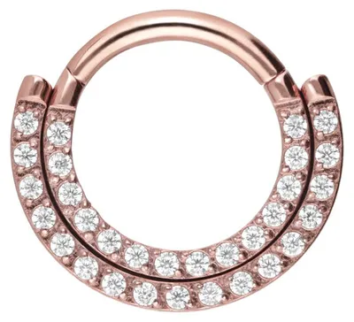 Produktbild von Ohrpiercing, Nasenpiercing, Septum Piercing Titan Segmentring Clicker 2 KRISTALLREIHEN