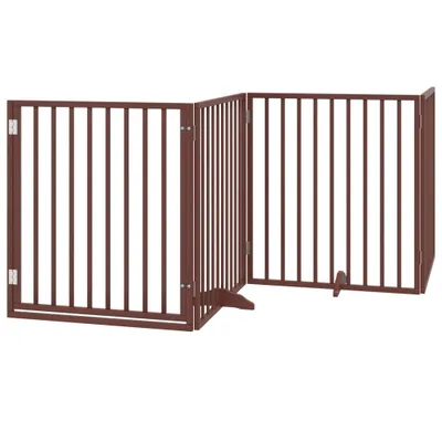 Image de vidaXL Grille pour chien avec porte Pliable 4 panneaux Marron 320 cm Bois de peuplier
