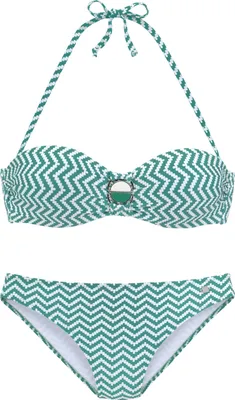 Produktbild von JETTE Bügel-Bandeau-Bikini grün-weiß Größe 34 Cup A