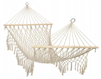 Produktbild von Garten-Hängematte Boho mit Fransen Beige Hängesessel 150kg
