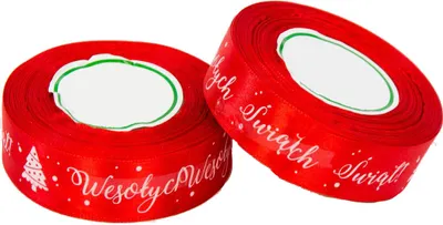 Productafbeelding van Vrolijke kerst, rode satijnlint, 25 mm x 23 meter