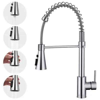 Produktbild von Wasserhahn Küche 360° Schwenkbar Armatur Küche, Küchenarmatur  Wasserhahn Ausziehbar 4 Sprühfunktionen, Küchenwasserhahn Edelstahl Spültischarmatur