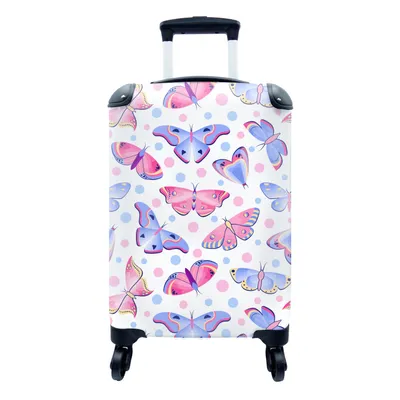 Obrázok produktu pre Kufrík Ručná batožina na kolieskach Malý cestovný kufor so 4 kolieskami Motýle - Bodky - Vzory - Veľkosť kabíny < 55x40x23 cm & 55x40x20 cm - Foto