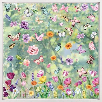 Image de Décoration de fenêtre autocollante sur le thème du printemps avec des fleurs pour chambre d'enfant