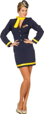 Produktbild von W4092-36 blau-gelb Damen Flugbegleiterin Hostess Stewardess Gr.36