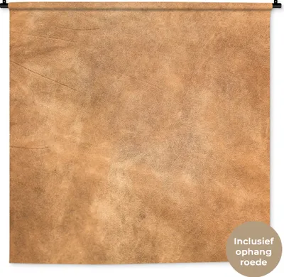 Produktbild von MuchoWow® Wandteppich Wandbehang Leder - Strukturiert - Lederoptik - Braun 120x120 cm Tapisserie Dekoration Wandtuch - Modern - Baumwollgewebe