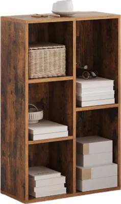 Obrázok produktu pre Knižnica s 5 priehradkami – vintage hnedá – stabilná s ochranou proti prevrhnutiu – 50 x 24 x 80 cm