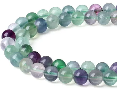Produktbild von Fluorit Perlen zum Auffädeln 8mm Naturstein Rund ca. 47 Stück für Schmuck DIY