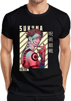 Obrázok produktu pre Sukuna Jujutsu Kaisen King of Curses Anime Red Eyes Gloomy Pánske tričko, čierne, XXL