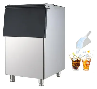 Image de Conteneur de stockage pour glace - Réservoir de glace professionnel - Capacité de 113 kg - Avec couvercle - Pieds en caoutchouc antidérapants réglables - Pour restaurants, bars et établissements de restauration