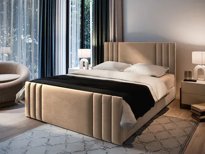 Produktbild von Masseno Boxspringbett KANES 180x200 cm Komplett-Set mit Bonell Matratze und Topper, Polsterbett mit Bettkästen -Beige, CASABLANCA 04