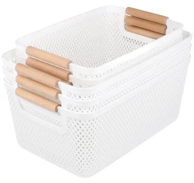Aufbewahrungsboxen-Set, 6 Stück, 26,5x18,4x12 cm & 30,5x20,4x14,2 cm, weiß