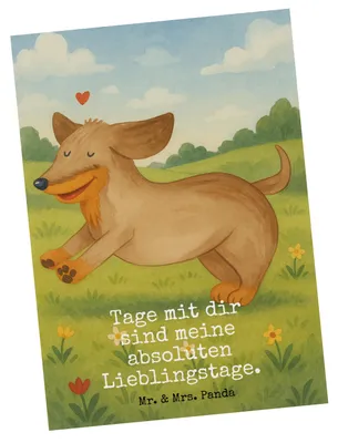 Produktbild von Mr. & Mrs. Panda Postkarte Hund Dackel Design - Weiß - Geschenk, Hunde, Grußkarte, Herz, Postkarten, Braun, Ansichtskarte, Ansichtskarten, Sprüche, bildkarte