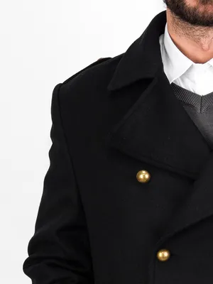 Produktbild von Zapana Herren Wollmantel mit Kaschmirmischung Emile Schwarz S