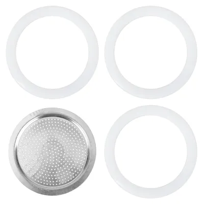 Mokapot-Filter mit 3 Dichtungen, Aluminium, 6,4 cm, für 6 Tassen