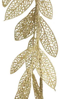 Produktbild von Goldene Blättergirlande mit Glitzer, 180 cm