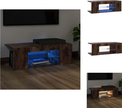 Produktbild von vidaXL TV-Schrank mit LED-Leuchten Räuchereiche 90x39x30 cm -  TV-Möbel