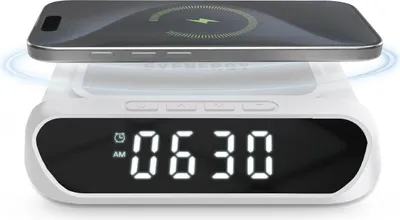 Produktbild von SBS 2-in-1-Wecker mit kabelloser Aufladung, Weiß