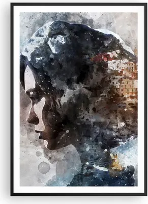 Produktbild von Gerahmtes Poster - Schwarzer Rahmen - Frau Abstraktion - 70x100 cm - Wand Bild - Wanddeko - Wandbilder - Kunstposter - Wandposter - Bilderrahmen - Bilder - Kunstdruck - Wandbild - P2BPA70x100-3956
