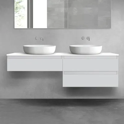 Productafbeelding van OLTENS Vernal badkamermeubelset, 3-delig, bestaande uit 2 onderkasten met lades en een consoleblad, afmetingen 160 x 25,2/48,6 cm