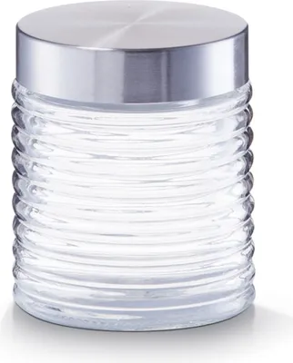 Produktbild von Zeller Vorratsglas "gerillt", 650 ml, Edelstahldeckel Ø10,5x12,5